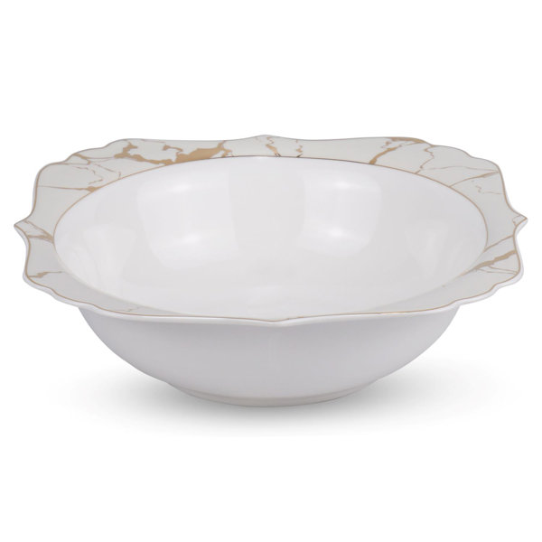 House of Hampton® Cream Marble Bone China Salad Bowl 9" Wayfair